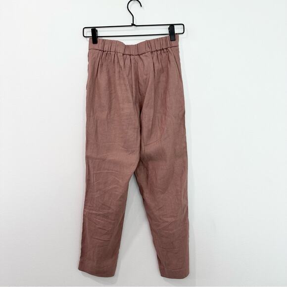 Aritzia Babaton Linen Blend Cropped Pant Blush Pink Pull on size 0 - Picture 3 of 8